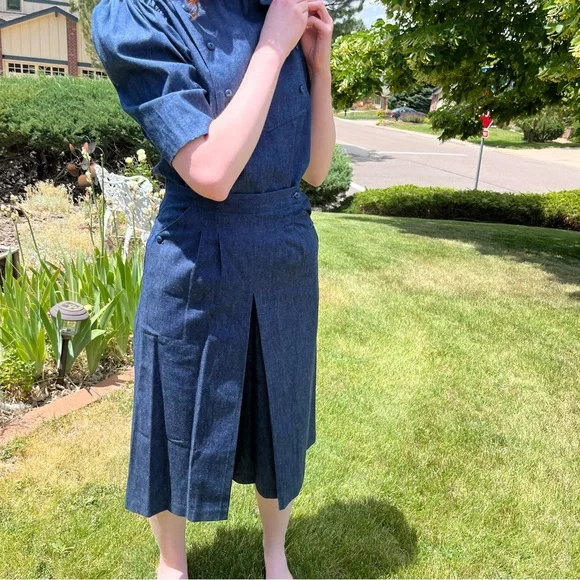 Vintage 1970’s Retro Western Denim Jean Gaucho Cowgirl wide leg Pant suit - Picture 10 of 17